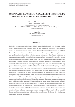 sustainable rangeland management in mongolia: the role of herder