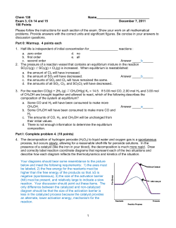 1 Chem 130 Name______________________________ Exam 3