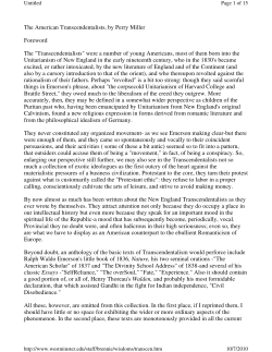 The American Transcendentalists, by Perry Miller