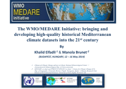 The WMO/MEDARE Initiative: bringing and developing high