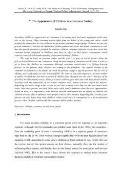 7. The Appearance of Children in a Consumer Society