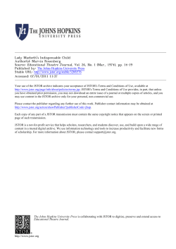 Lady Macbeth`s Indispensable Child Author(s): Marvin Rosenberg