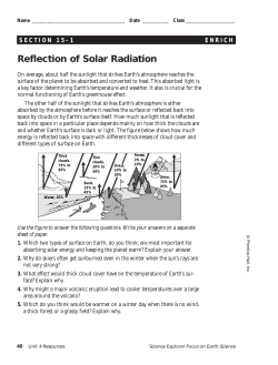 15-1 Enrich: Reflection of Solar Radiation