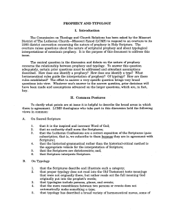 PROPHECY AND TYPOLOGY I. Introduction A. On Sacred Scripture
