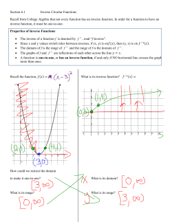 Section 6.1 Inverse Circular Functions Recall