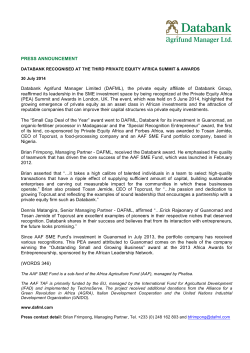 DATABANK RECOGNISED AT THE THIRD PRIVATE