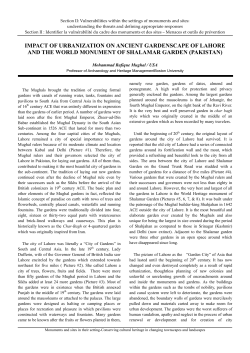 Impact of urbanization on ancient gardenscape of Lahore