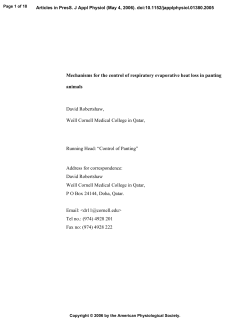 Mechanisms for the control of respiratory evaporative