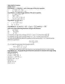 Math 104 Pre-Calculus Sample Test 2 In problems 1 &ndash; 2, find the