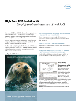 High Pure RNA Isolation Kit - Roche Diagnostics (Schweiz)