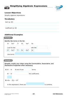 Simplifying Algebraic Expressions 1-9