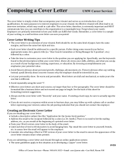 Composing a Cover Letter