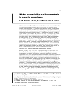 Nickel essentiality and homeostasis in aquatic organisms