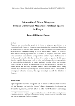 Intra-national Ethnic Diasporas: Popular Culture and Mediated