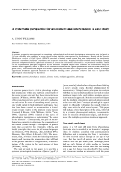 A systematic perspective for assessment and intervention: A case