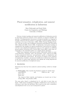 Plural semantics, reduplication, and numeral modification in