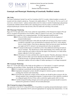 Genotypic and Phenotypic Monitoring of