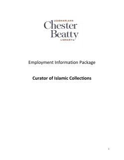 Employment Information Package Curator of Islamic Collections