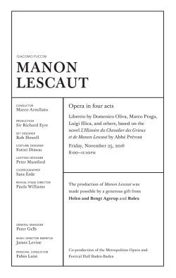 manon lescaut - Metropolitan Opera