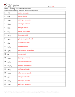 CHEM Naming Molecules Worksheet