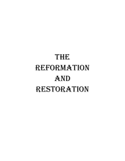 The Reformation and Restoration