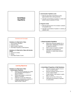 Acid-Base Equilibria - Bakersfield College