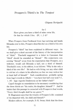 Prospero`s Third/s in The Tempest