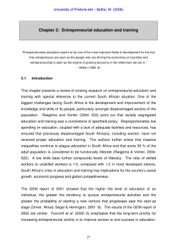Chapter 2: Entrepreneurial education and training