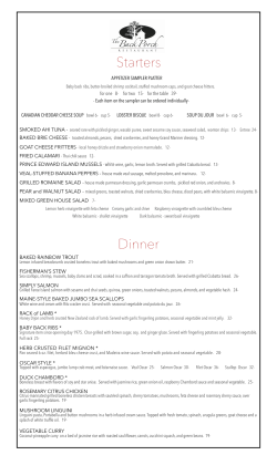 Dinner Menu - The Back Porch Restaurant