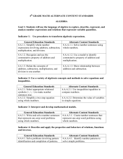 4th GRADE MATH ALTERNATE CONTENT STANDARDS