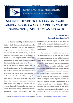SEVERED TIES BETWEEN IRAN AND SAUDI ARABIA: A COLD