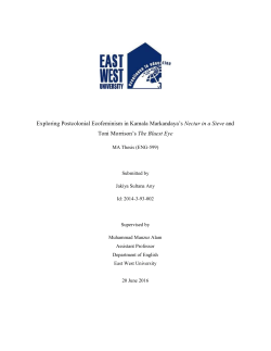 Exploring Postcolonial Ecofeminism in Kamala Markandaya`s Nectar