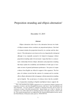 Preposition stranding and ellipsis alternation