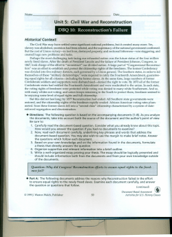 Unit 5: Civil War and Reconstruction DBQ 10: Reconstruction`s Failure