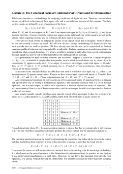 The Canonical Form of Combinatorial Circuits and its Minimisation
