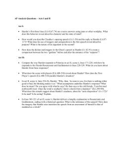 AP Analysis Questions &ndash; Acts I and II Act I: &bull; Hamlet`s first three lines