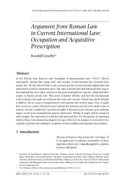 Argument from Roman Law in Current International Law