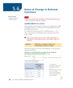 Rates of Change in Rational Functions