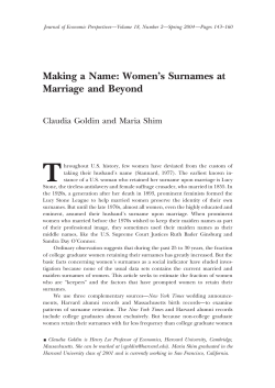 Making a Name: Women`s Surnames at