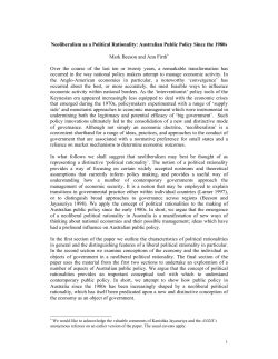 Neoliberalism as a Political Rationality: Australian Public Policy