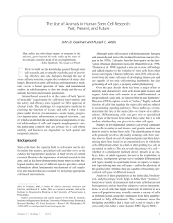 The Use of Animals in Human Stem Cell Research