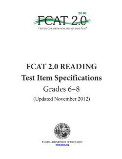 Grades 6-8 FCAT 2.0 Reading Test Item Specifications