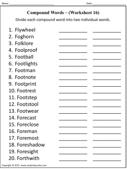 Compound Words &ndash; (Worksheet 16)