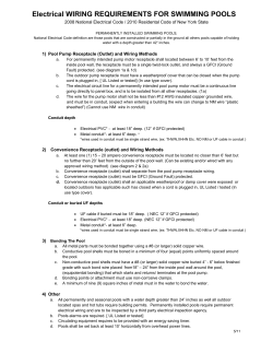 Electrical WIRING REQUIREMENTS FOR SWIMMING POOLS