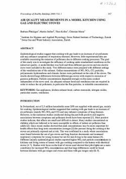 air quality measurements in a model kitchen using gas and