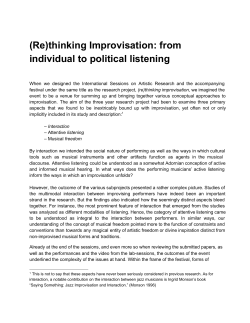 (Re)thinking Improvisation: from individual to political