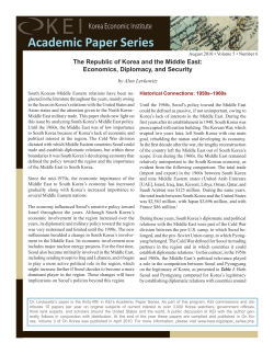 The Republic of Korea and the Middle East: Economics, Diplomacy