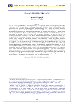 ITALY`S EUROPEAN POLICY Antonio Varsori