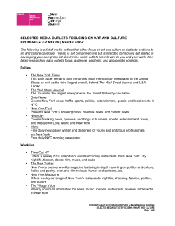 selected media outlets focusing on art