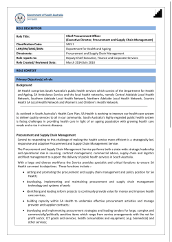 ROLE DESCRIPTION Role Title: Chief Procurement Officer